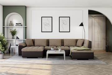 Hörnbäddsoffa Sororia Divan med Förvaring Vänster - Beige/Brun - Möbler - Soffa - Skinnsoffa