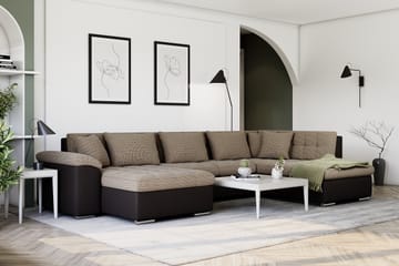 Hörnbäddsoffa Sororia Divan med Förvaring Vänster - Beige/Brun - Möbler - Soffa - Skinnsoffa