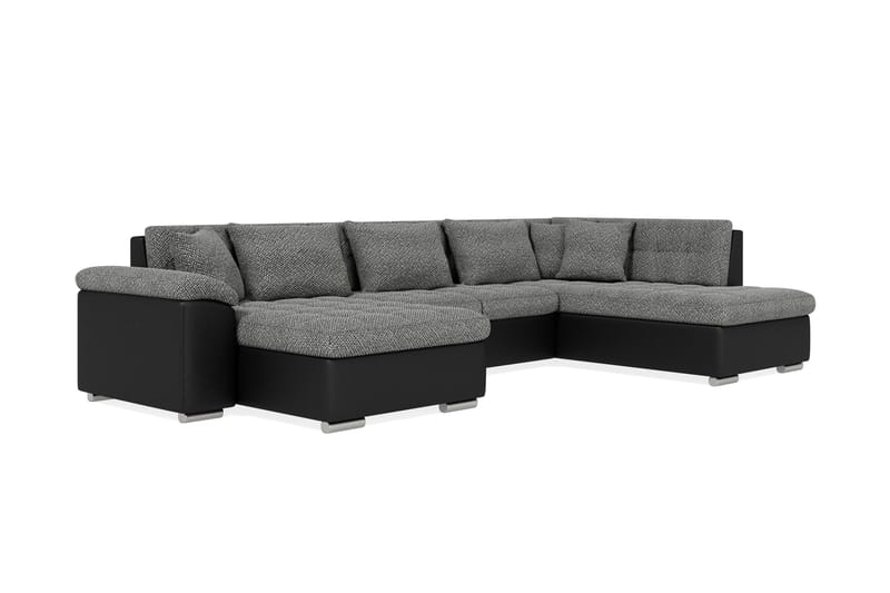 Hörnbäddsoffa Sororia Divan med Förvaring Vänster - Grå/Svart - Möbler - Soffa - Skinnsoffa