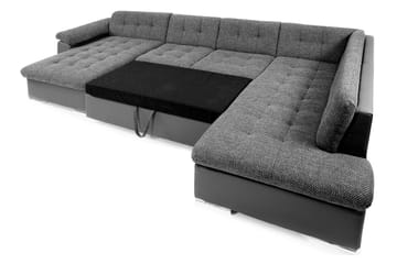 Hörnbäddsoffa Sororia Divan med Förvaring Vänster - Grå/Svart - Möbler - Soffa - Skinnsoffa