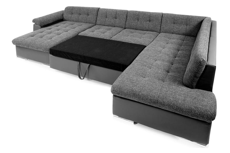 Hörnbäddsoffa Sororia Divan med Förvaring Vänster - Grå/Svart - Möbler - Soffa - Skinnsoffa