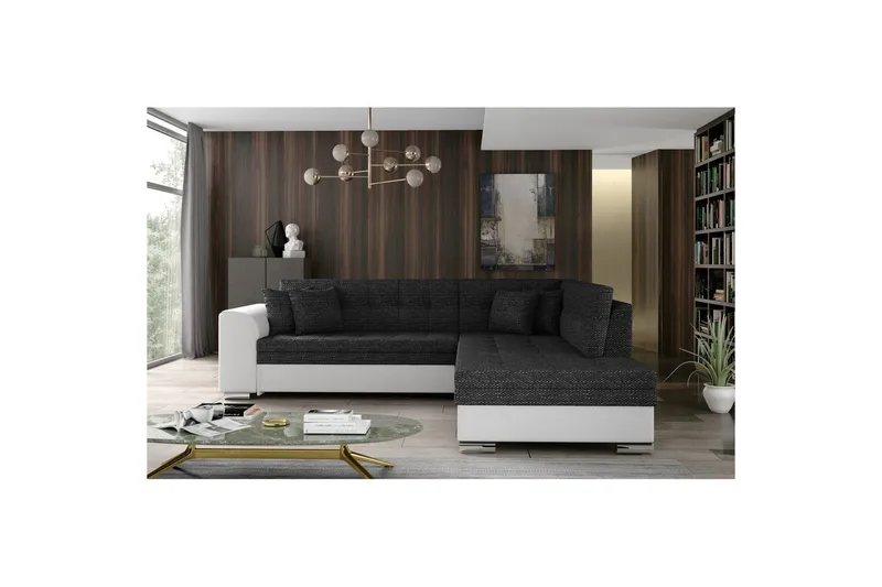 Hörnsoffa Eltap Pieretta 260x207x78 cm - Berlin 02, Soft 17, Svart, Vit, Höger - Möbler - Soffa - Skinnsoffa