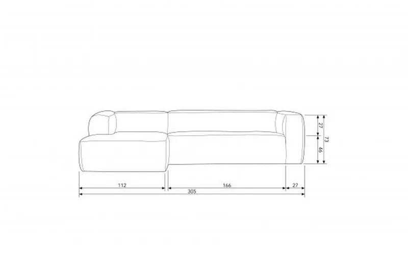 Harlow Divansoffa Vänster Äkta Läder - Cognac - Möbler - Soffa - Skinnsoffa