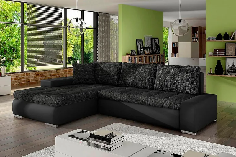 Irja Divanbäddsoffa 3-sits Vändbar - Svart - Möbler - Soffa - Skinnsoffa