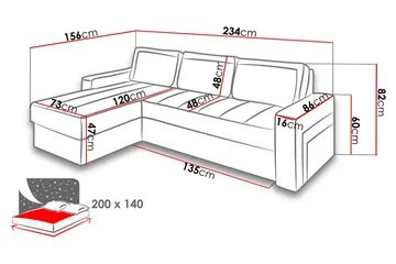 Kolder Divanbäddsoffa 234x156x82 cm - Beige/Brun - Möbler - Soffa - Skinnsoffa