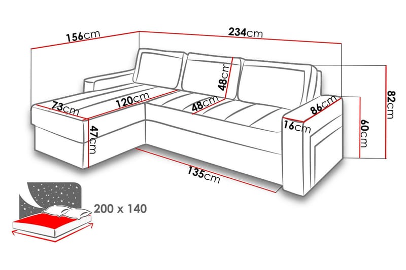 Kolder Divanbäddsoffa 234x156x82 cm - Beige/Brun - Möbler - Soffa - Skinnsoffa