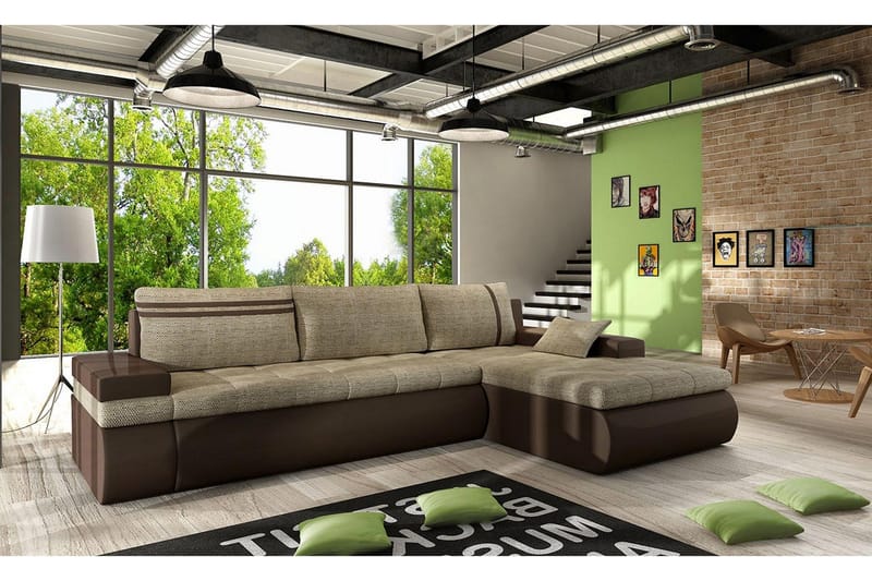 Lavona Divanbäddsoffa Höger - Beige/Grå - Möbler - Soffa - Skinnsoffa