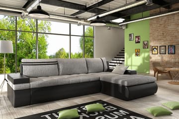 Lavona Divanbäddsoffa Höger - Grå/Svart - Möbler - Soffa - Skinnsoffa