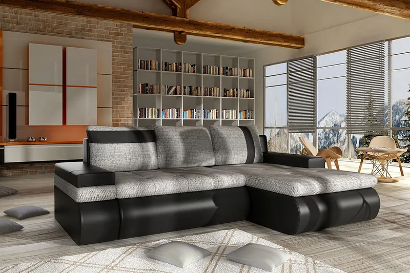 Lavona Divanbäddsoffa Mini Höger - Svart/Grå - Möbler - Soffa - Skinnsoffa