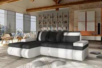 Lavona Divanbäddsoffa Mini Vänster - Mörkgrå/Vit - Möbler - Soffa - Skinnsoffa