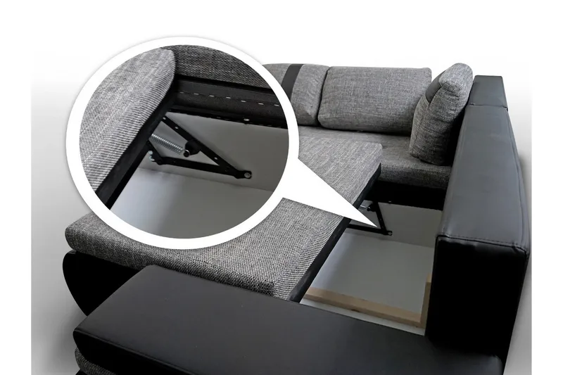 Lavona Divanbäddsoffa Mini Vänster - Mörkgrå/Vit - Möbler - Soffa - Skinnsoffa