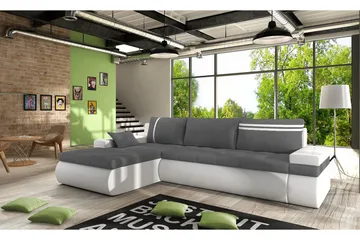 Lavona Divanbäddsoffa Vänster - Grå/Vit - Möbler - Soffa - Bäddsoffa - Bäddsoffa divan