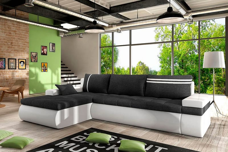 Lavona Divanbäddsoffa Vänster - Mörkgrå/Vit - Möbler - Soffa - Skinnsoffa