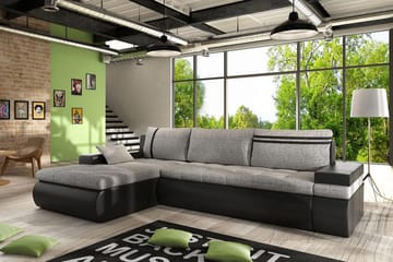 Lavona Divanbäddsoffa Vänster - Svart/Grå - Möbler - Soffa - Skinnsoffa