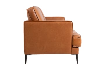 Leo Rektangulär Skinnsoffa med Smala Ben 194 cm - Cognac - Möbler - Soffa - Skinnsoffa