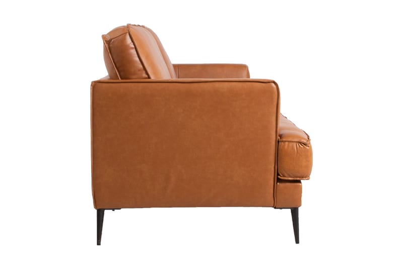 Leo Rektangulär Skinnsoffa med Smala Ben 194 cm - Cognac - Möbler - Soffa - Skinnsoffa