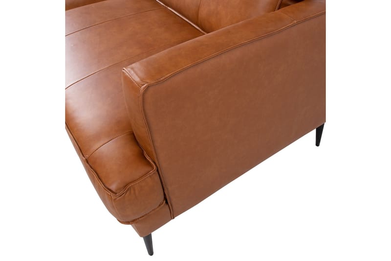 Leo Rektangulär Skinnsoffa med Smala Ben 194 cm - Cognac - Möbler - Soffa - Skinnsoffa