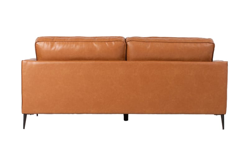 Leo Rektangulär Skinnsoffa med Smala Ben 194 cm - Cognac - Möbler - Soffa - Skinnsoffa