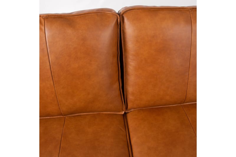 Leo Rektangulär Skinnsoffa med Smala Ben 194 cm - Cognac - Möbler - Soffa - Skinnsoffa