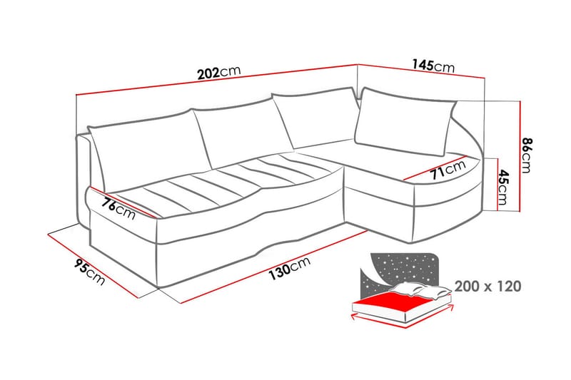 Lido 3-sits Bäddsoffa Höger - Grå - Möbler - Soffa - Skinnsoffa