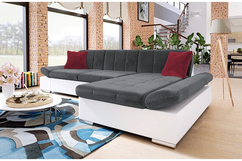 Malwi Divanbäddsoffa 278x162x76 cm - Grå/Vit - Möbler - Soffa - Skinnsoffa