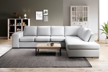 Memphis 4-sits Högervänd L-formad Large Schäslongsoffa i Konstläder - Vit - Möbler - Soffa - Skinnsoffa