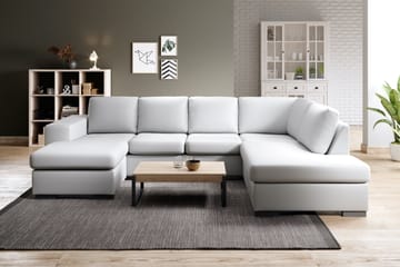 Memphis 4-sits Högervänd U-formad Soffa med Divan och Schäslong i Konstläder - Vit - Möbler - Soffa - Skinnsoffa