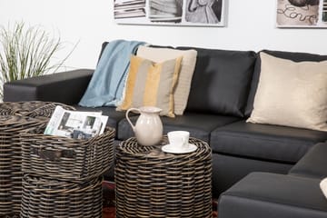 Memphis 5-sits Vändbar L-formad Hörnsoffa i Konstläder - Svart - Möbler - Soffa - Skinnsoffa
