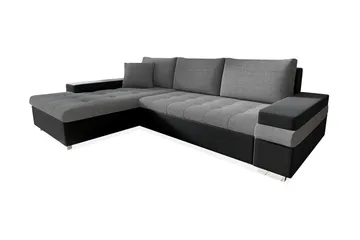 Naoma Divanbäddsoffa 274x182x83 cm - Grå/Svart - Möbler - Soffa - Skinnsoffa