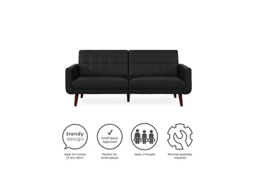 Nola 3-sits Bäddsoffa Konstläder/Svart - Dorel Home - Möbler - Soffa - Skinnsoffa