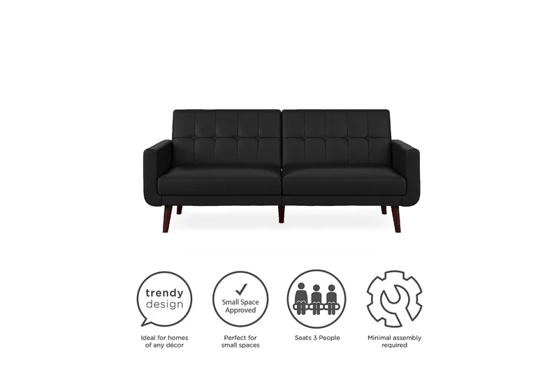 Nola 3-sits Bäddsoffa Konstläder/Svart - Dorel Home - Möbler - Soffa - Skinnsoffa