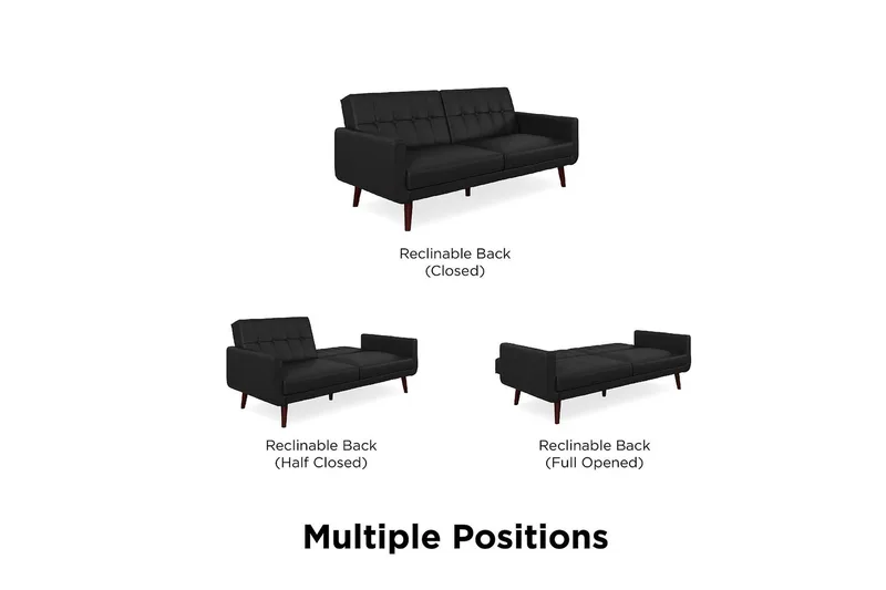 Nola 3-sits Bäddsoffa Konstläder/Svart - Dorel Home - Möbler - Soffa - Skinnsoffa