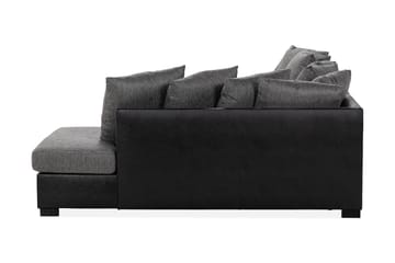 Ocean 4-sits Högervänd U-formad Soffa med Divan och Schäslong i Tyg/Konstläder - Grå / Svart - Möbler - Soffa - Skinnsoffa