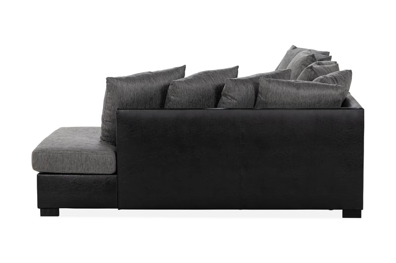 Ocean 4-sits Högervänd U-formad Soffa med Divan och Schäslong i Tyg/Konstläder - Grå / Svart - Möbler - Soffa - Skinnsoffa