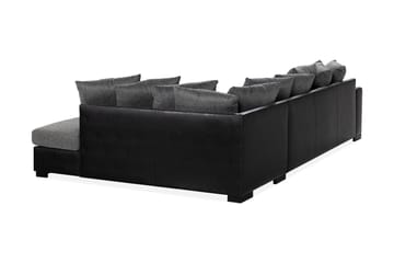 Ocean 4-sits Högervänd U-formad Soffa med Divan och Schäslong i Tyg/Konstläder - Grå / Svart - Möbler - Soffa - Skinnsoffa