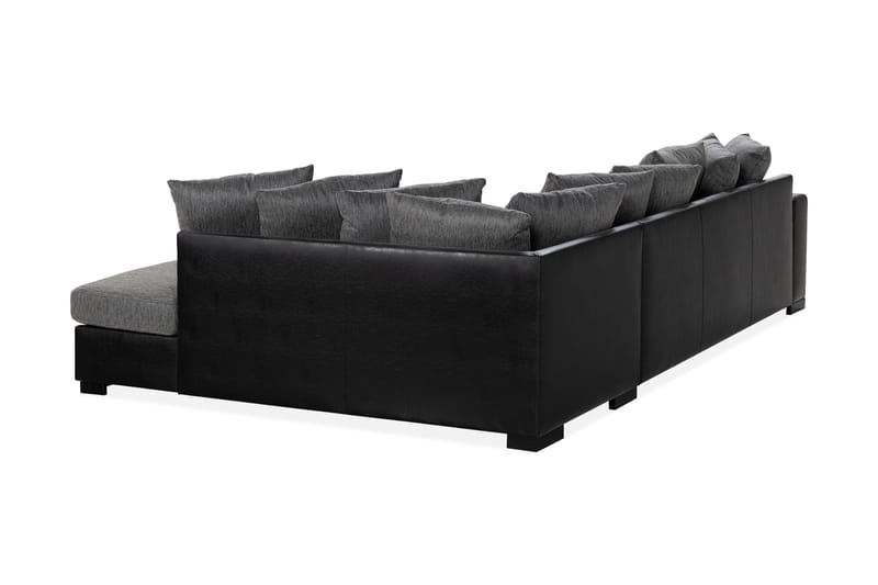 Ocean 4-sits Högervänd U-formad Soffa med Divan och Schäslong i Tyg/Konstläder - Grå / Svart - Möbler - Soffa - Skinnsoffa