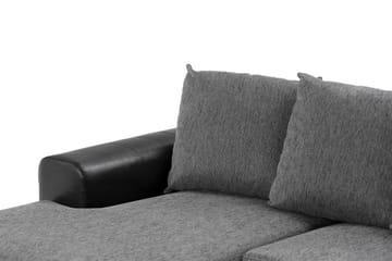 Ocean 4-sits Högervänd U-formad Soffa med Divan och Schäslong i Tyg/Konstläder - Grå / Svart - Möbler - Soffa - Skinnsoffa
