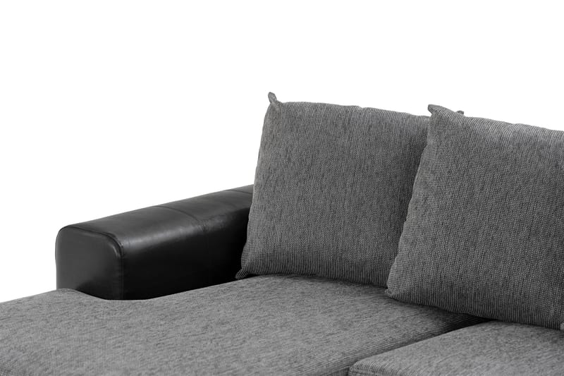 Ocean 4-sits Högervänd U-formad Soffa med Divan och Schäslong i Tyg/Konstläder - Grå / Svart - Möbler - Soffa - Skinnsoffa