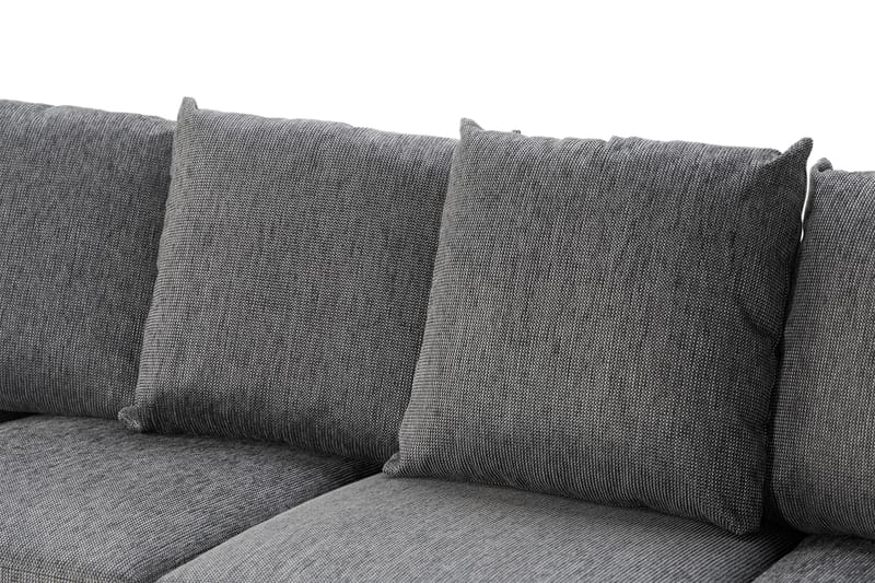 Ocean 4-sits Högervänd U-formad Soffa med Divan och Schäslong i Tyg/Konstläder - Grå / Svart - Möbler - Soffa - Skinnsoffa