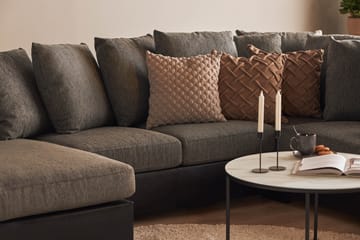 Ocean 4-sits Högervänd U-formad Soffa med Divan och Schäslong i Tyg/Konstläder - Grå / Svart - Möbler - Soffa - Skinnsoffa