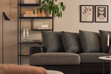 Ocean 4-sits Högervänd U-formad Soffa med Divan och Schäslong i Tyg/Konstläder - Grå / Svart - Möbler - Soffa - Skinnsoffa