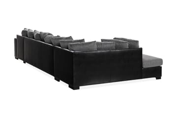 Ocean 5-sits Vänstervänd U-formad Large Soffa med Divan och Schäslong i Konstläder/Tyg - Grå / Svart - Möbler - Soffa - Skinnsoffa