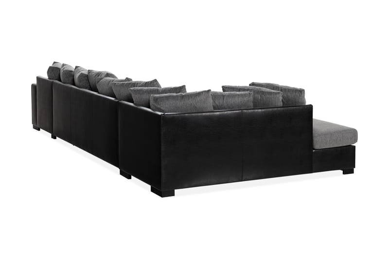Ocean 5-sits Vänstervänd U-formad Large Soffa med Divan och Schäslong i Konstläder/Tyg - Grå / Svart - Möbler - Soffa - Skinnsoffa