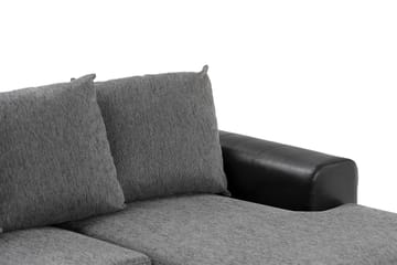 Ocean 5-sits Vänstervänd U-formad Large Soffa med Divan och Schäslong i Konstläder/Tyg - Grå / Svart - Möbler - Soffa - Skinnsoffa