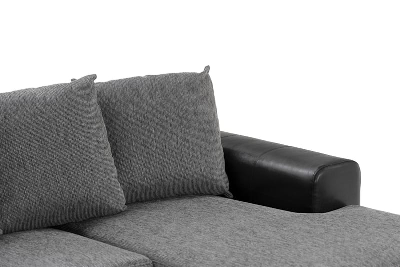 Ocean 5-sits Vänstervänd U-formad Large Soffa med Divan och Schäslong i Konstläder/Tyg - Grå / Svart - Möbler - Soffa - Skinnsoffa