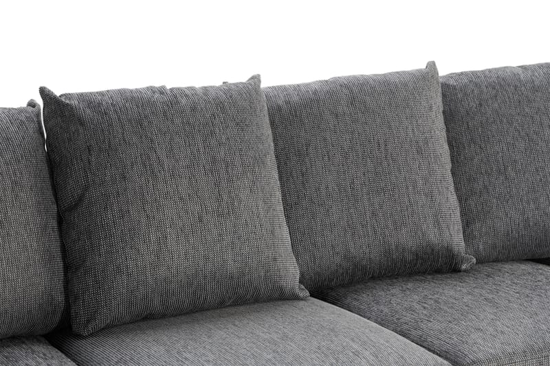 Ocean 5-sits Vänstervänd U-formad Large Soffa med Divan och Schäslong i Konstläder/Tyg - Grå / Svart - Möbler - Soffa - Skinnsoffa