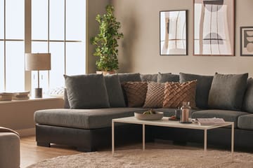 Ocean 5-sits Vänstervänd U-formad Large Soffa med Divan och Schäslong i Konstläder/Tyg - Grå / Svart - Möbler - Soffa - Skinnsoffa