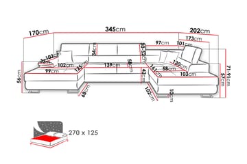 Oertel 4-sits Bäddsoffa Vänster - Grå/Vit - Möbler - Soffa - Skinnsoffa