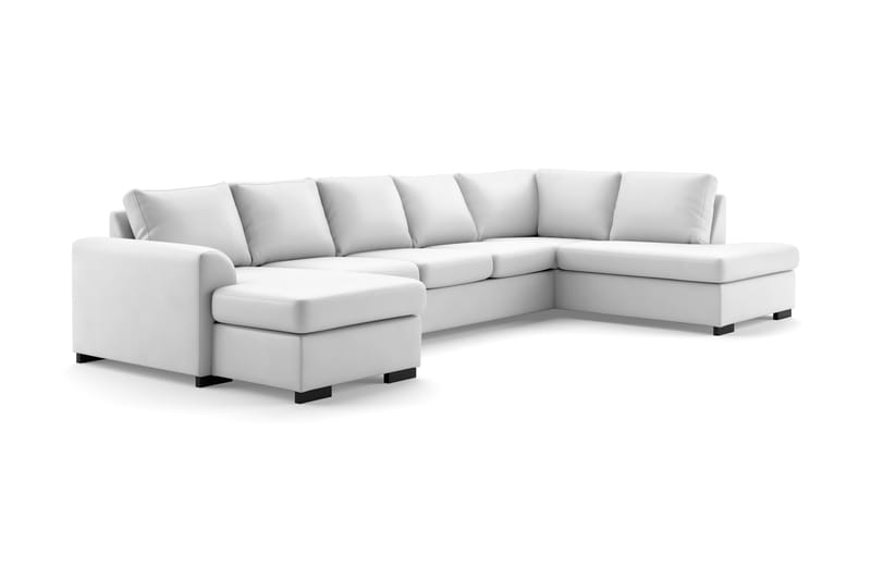 Porto 5-sits Högervänd U-formad Large Soffa med Divan och Schäslong i Konstläder - Vit - Möbler - Soffa - Skinnsoffa