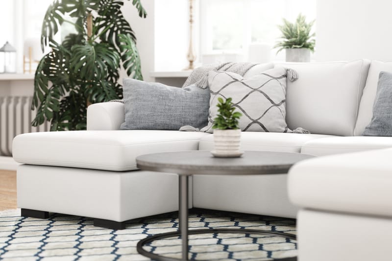 Porto 5-sits Vänstervänd U-formad Large Soffa med Divan och Schäslong i Konstläder - Vit - Möbler - Soffa - Skinnsoffa